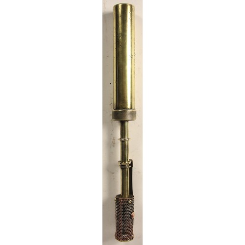 207 - A brass/copper N.E.R lamplighters lamp- used to light carriage gas lights. Stamped N.E.R Northallert... 