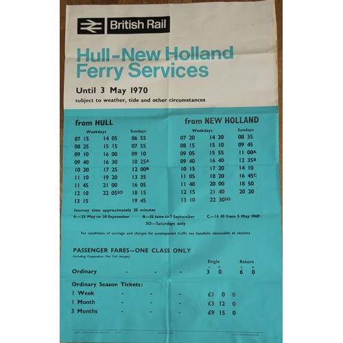 77A - A Double-Royal poster/timetable published by BR/ER 1970, for Hull-New Holland ferry services