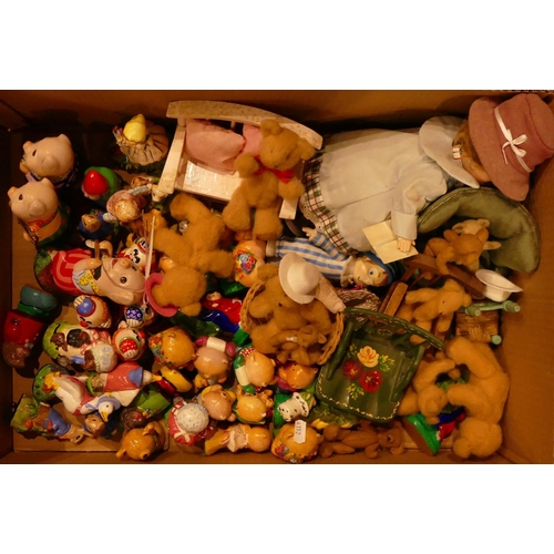 23 - A large collection of knitted teddies and dolls, together with Home Pride figures and two musical ge... 