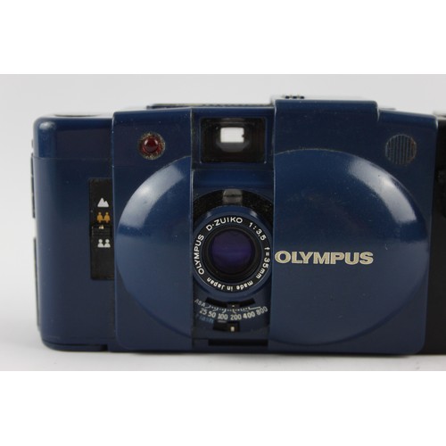 70 - A blueOlympus XA 2 Compact Film Camera w/ A11 Electronic Flash