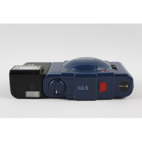 70 - A blueOlympus XA 2 Compact Film Camera w/ A11 Electronic Flash