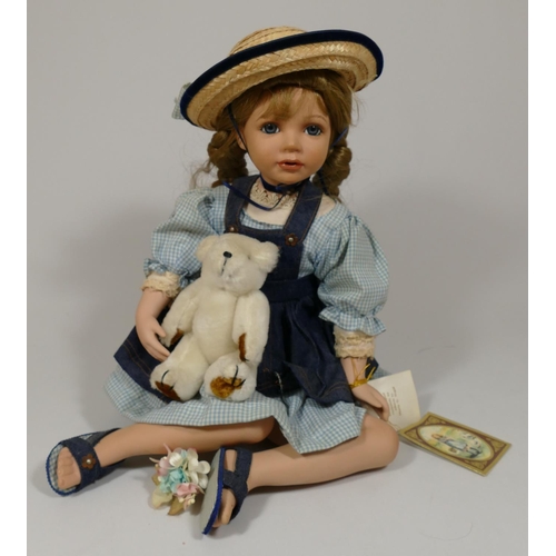 A collection of 8 dolls to include boxed Alberon porcelain dolls to include Ingird and Lady Hermio