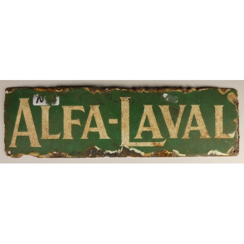 70 - A single sided vitreous enamel ALFA - LAVAL agricultural sign, 34 x 10 cm