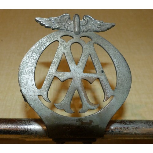 87 - An early RAC bumper bar membership badge with enamel Union Jack, with an early AA badge, also includ... 