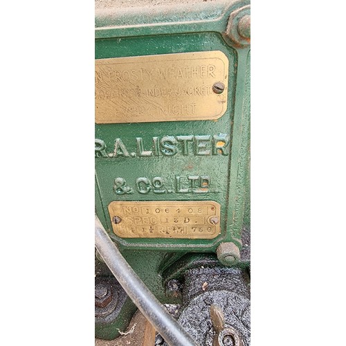 136 - A Lister D309 spec 13D stationary engine, number 106406, 1.5hp, mounted on wheels