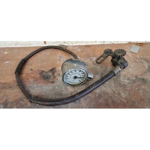 185 - A Veteran Cowey 60 MPH speedo with drive and gear, patented in 1904