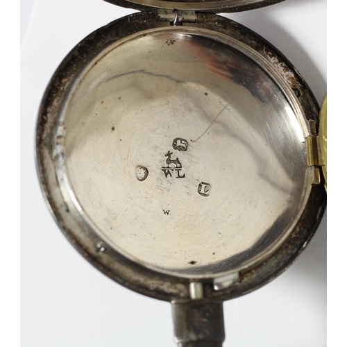 55 - William Rogers, London, a silver full hunter pocket watch, London 1806, the white enamel dial with w... 