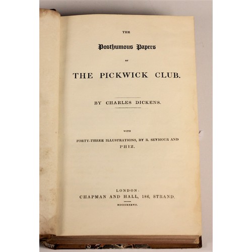 162 - Charles Dickens. The Pickwick Papers. Chapman & Hall. 1837. Engraved title page foxed. Lacking half ... 