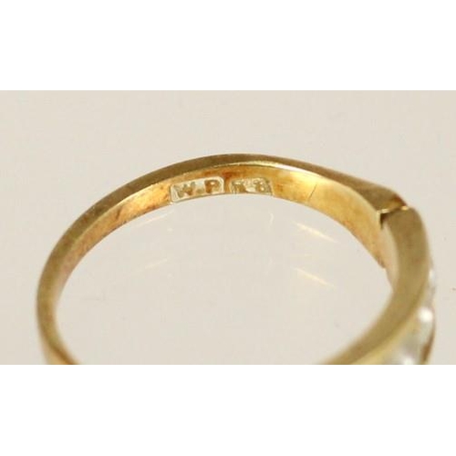 97 - A Victorian 18ct gold half pearl ring, stamped W.P., 18ct, with lozenge registration mark for 27th A... 