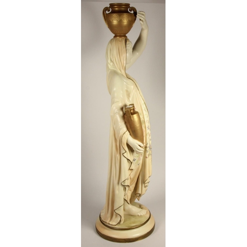 189 - A large Royal Worcester figurine of a lady Grecian water carrier, c.1905, blush ivory dress with col... 