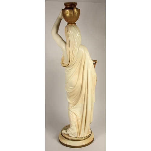 189 - A large Royal Worcester figurine of a lady Grecian water carrier, c.1905, blush ivory dress with col... 