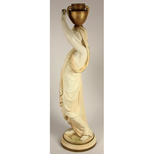 189 - A large Royal Worcester figurine of a lady Grecian water carrier, c.1905, blush ivory dress with col... 