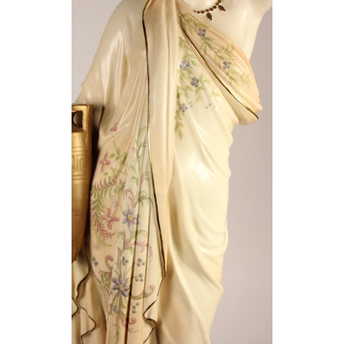 189 - A large Royal Worcester figurine of a lady Grecian water carrier, c.1905, blush ivory dress with col... 