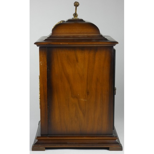 216 - A St James Westminster chiming mahogany bracket, silvered chapter ring and gilt spandrels, the movem... 