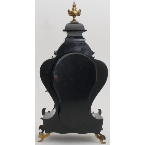 218 - A German Lenzkirch Louis XVI style burr walnut and ebonised mantle clock, with gilt applied decorati... 