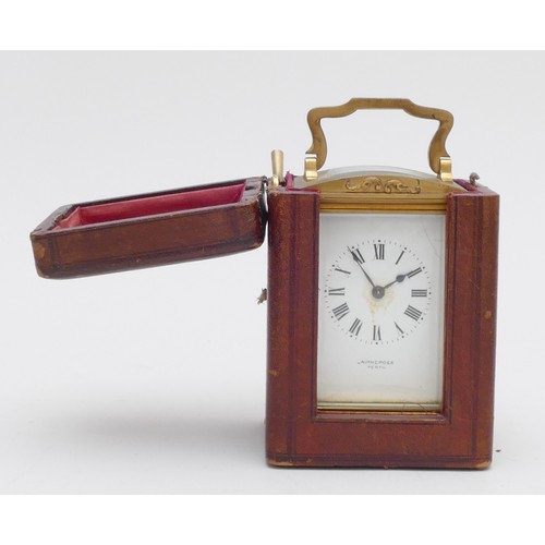 219 - A brass carriage timepiece, the white enamel dial signed Cairncross Perth, ornate case, 12 x 8 x 6.5... 