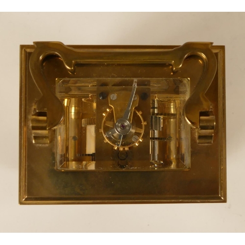 229 - A Comitti, London Cromwell brass carriage clock, c.1977, model C088TP, the 7 jewel movement signed M... 