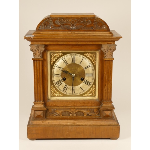 232 - A German late 19th century German H.A.C 14 day striking walnut mantle clock, with silvered chapter r... 