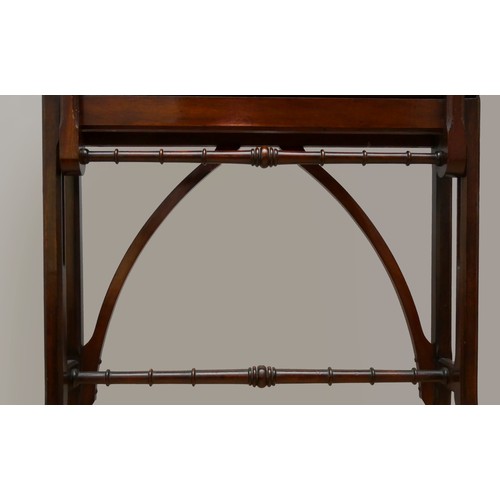 255 - An Edwardian ladies mahogany secretary desk, with fold over writing slope, inset leather skiver and ... 