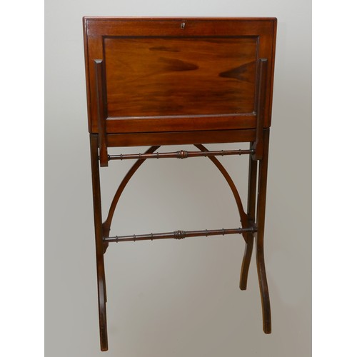 255 - An Edwardian ladies mahogany secretary desk, with fold over writing slope, inset leather skiver and ... 