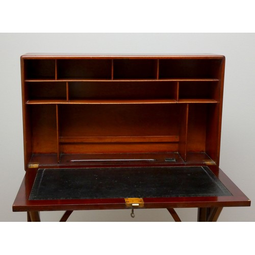 255 - An Edwardian ladies mahogany secretary desk, with fold over writing slope, inset leather skiver and ... 