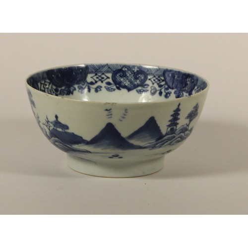 202 - A Kang Si blue and white bowl, decorated with a village scene, diameter 18 cm,