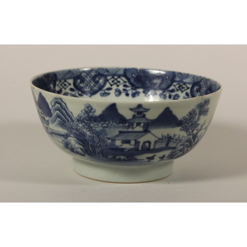 202 - A Kang Si blue and white bowl, decorated with a village scene, diameter 18 cm,