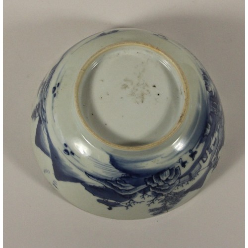 202 - A Kang Si blue and white bowl, decorated with a village scene, diameter 18 cm,