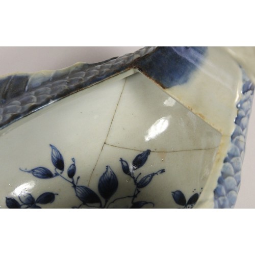 199 - A Kang Si blue and white charger, with central bird and foliage design, floral wavy boarder, charact... 