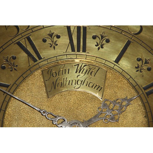 234 - A Georgian 30 hour, oak longcase clock by John Wyld, Nottingham, a 12 inch brass dial with date aper... 