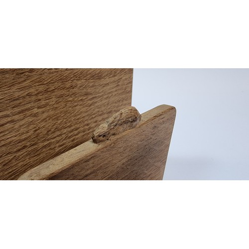 168 - Peter Rabbitman Heap, an oak letter rack, with carved rabbit motif, 13 x 13cm.