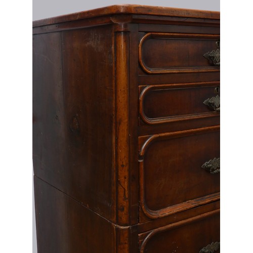 260 - A Georgian mahogany campaign chest of drawers, in two sections, the top with four short drawers over... 