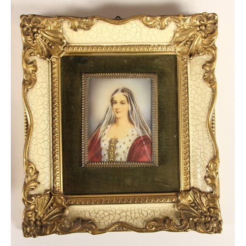 266 - Four 19th century style miniature ivorine portraits, depicting 19th century ladies, 20 x 17 cm