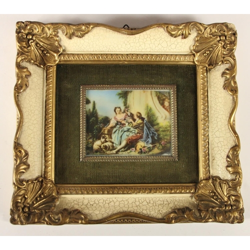 266 - Four 19th century style miniature ivorine portraits, depicting 19th century ladies, 20 x 17 cm