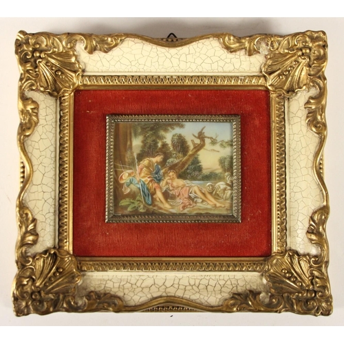 266 - Four 19th century style miniature ivorine portraits, depicting 19th century ladies, 20 x 17 cm