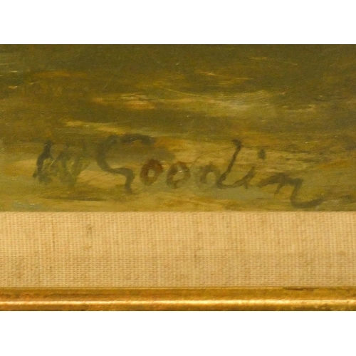 272 - Walter Goodin (1907-1992), Sailing Ship in Princes Dock, signed, oil on board, 59 x 90 cm. 
Provenan... 