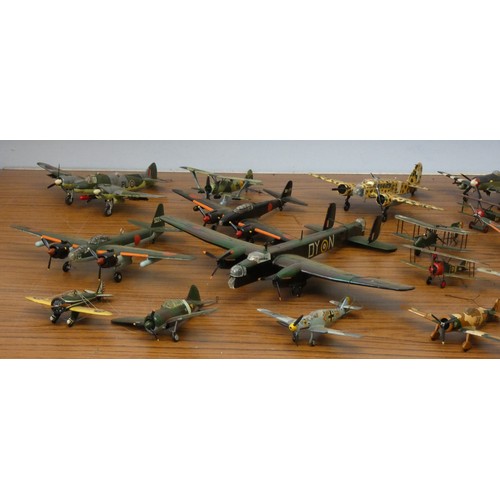 102 - A collection of model aircraft, pre and post war aircraft from the German, Japanese and Allied force... 