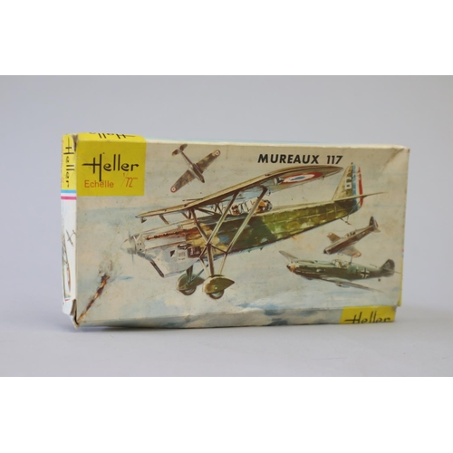 111 - Six Heller aircraft 1/72 model kits, to include : 

Bloch 152
Morane 406
Mureaux 117
Caudron 714
Saa... 