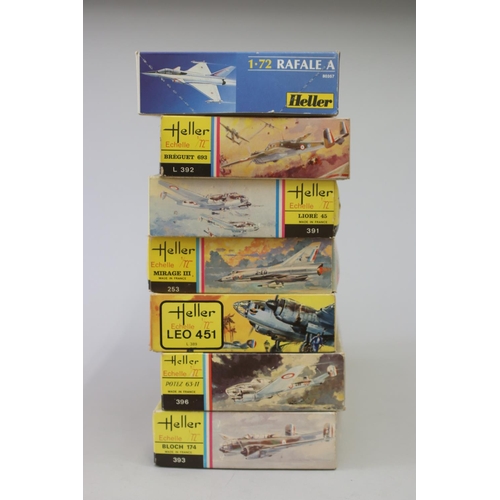 113 - Seven Heller aircraft 1/72 model kits, to include : 

Bloch 174
Potez 63-II
Leo 451
Mirage III
Liore... 