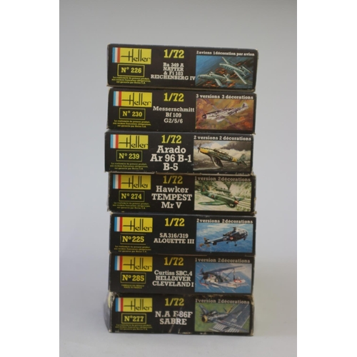 114 - Seven Heller aircraft 1/72 model kits, to include : 

Curtiss SBC.4 Helldiver/Cleveland I
SA 316-319... 