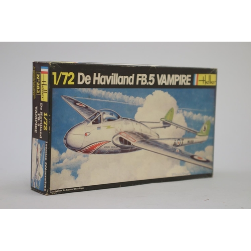 115 - Seven Heller aircraft 1/72 model kits, to include : 

De Havilland FB.5 Vampire
Nieuport Delage NiD ... 