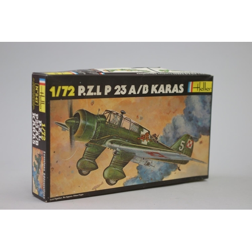 117 - Seven Heller aircraft 1/72 model kits, to include : 

Sncase SE. 535 Mistral
Saab J 21 A
C M Fouga M... 