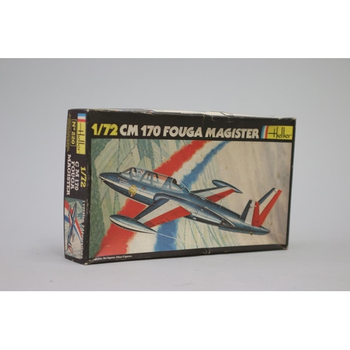 117 - Seven Heller aircraft 1/72 model kits, to include : 

Sncase SE. 535 Mistral
Saab J 21 A
C M Fouga M... 