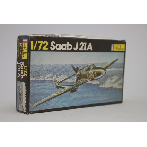 117 - Seven Heller aircraft 1/72 model kits, to include : 

Sncase SE. 535 Mistral
Saab J 21 A
C M Fouga M... 