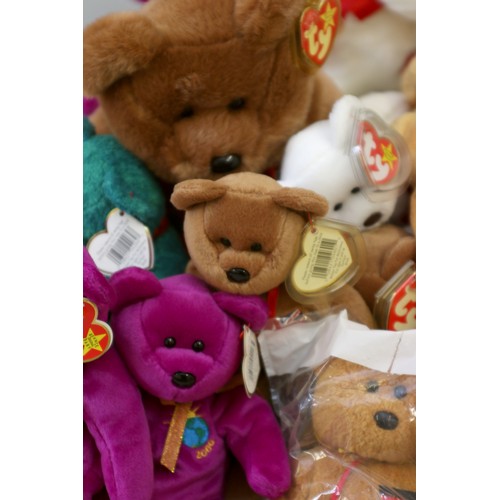 67 - A collection of 50 Beanie babies, including Millennium, a cased Buckingham, Maple, Ty the Giraffe al... 