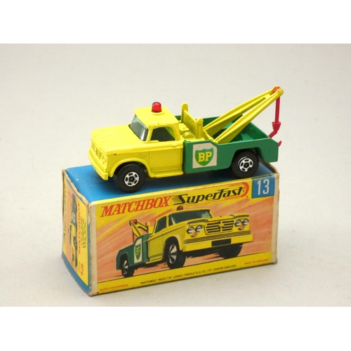 206 - Two matchbox die-cast, #10 Pipe Truck, together with #13 Dodge Wreck Truck, boxed (2)