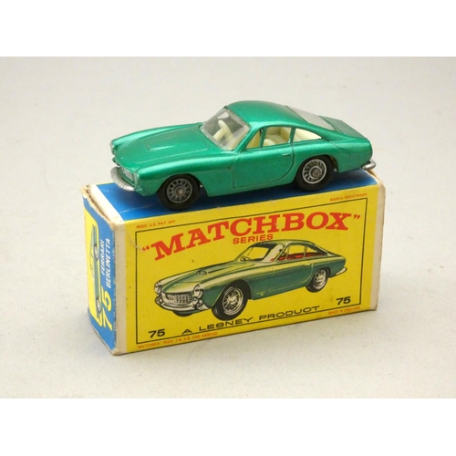 211 - Two matchbox die-cast, #75 Ferrari Berlinetta, together with #22 Pontiac Coupe, boxed (2)