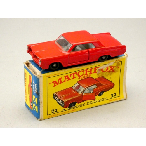 211 - Two matchbox die-cast, #75 Ferrari Berlinetta, together with #22 Pontiac Coupe, boxed (2)