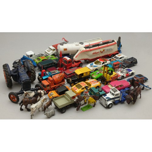 213 - A collection of playworn diecast models, primarily 1970's to include Matchbox Superkings, Lesney, Di... 