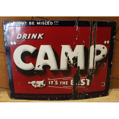 228 - Drink Camp, it's the best, a single sided, vitreous enamel advertising sign, 76 x 102c,.